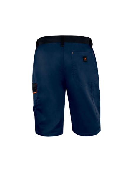 Pantalon de trabajo deltaplus bermuda cintura ajustable 5 bolsillo color azul naranja talla xl