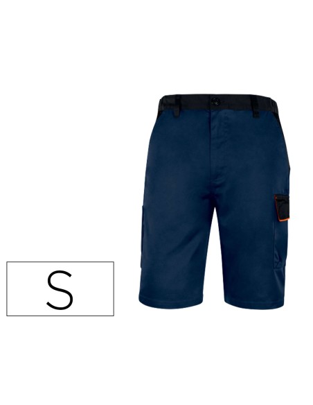 Pantalon de trabajo deltaplus bermuda cintura ajustable 5 bolsillos color azul naranjatalla s