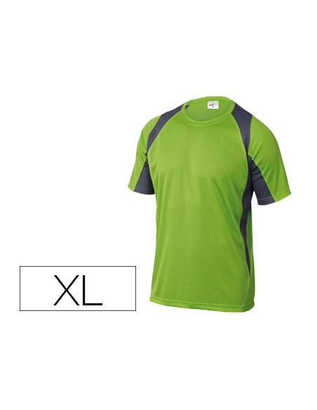 Camiseta deltaplus poliester manga corta cuello redondo tratamiento secado rapido color verde-gris talla xl