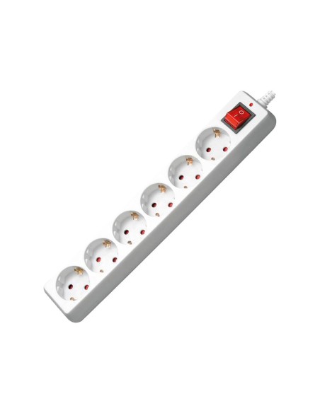 Regleta 6 tomas mediarange con interruptor longitud cable 1,4m color blanco