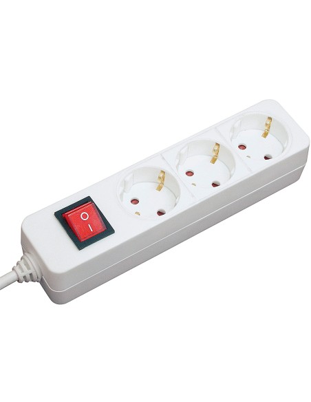 Regleta 3 tomas mediarange blanca con interruptor longitud cable 1,4m