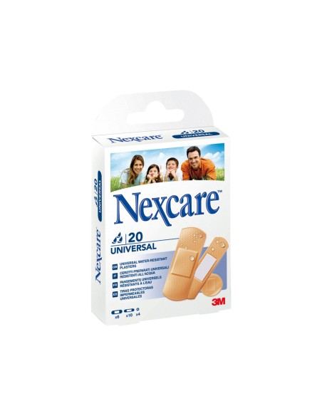 Tira protectora 3m nexcare para heridas y cortes plasticoimpermeable caja de 20 unidades diversos tamaños