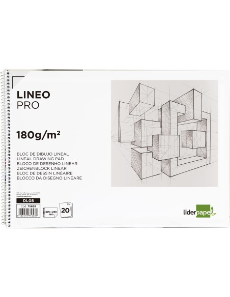 Bloc dibujo liderpapel lineal espiral 230x325mm...