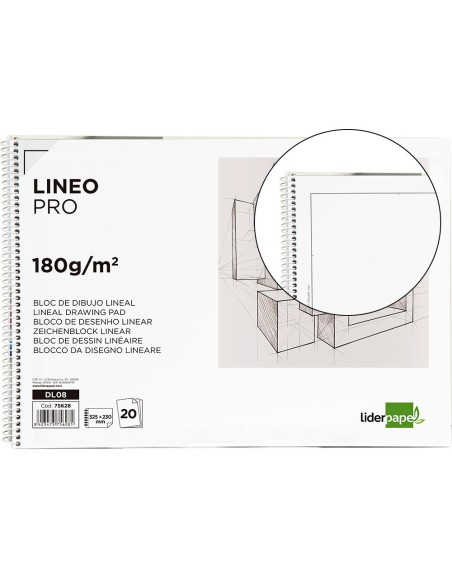 Bloc dibujo liderpapel lineal espiral 230x325mm...
