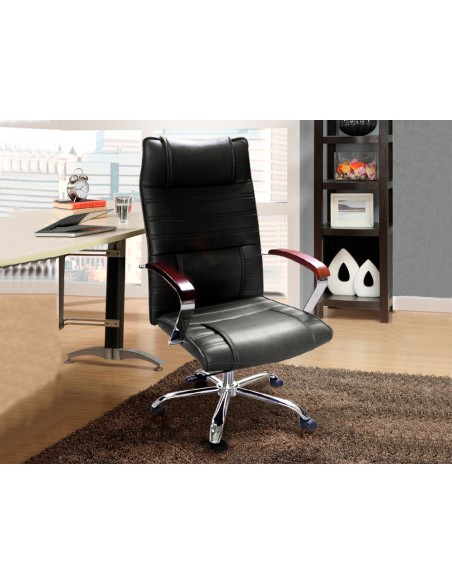 Silla de direccion q-connect con respaldo alto regulable en altura alto 1.190+60mm ancho 750mm y prof 520mm negra