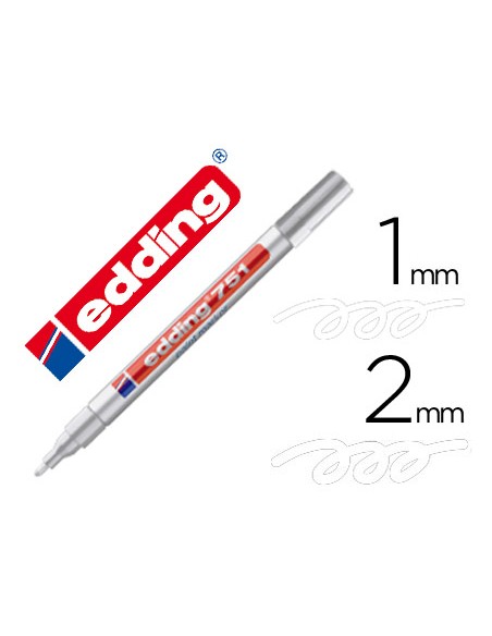 Rotulador edding punta fibra 751 blanco punta redonda 1-2 mm