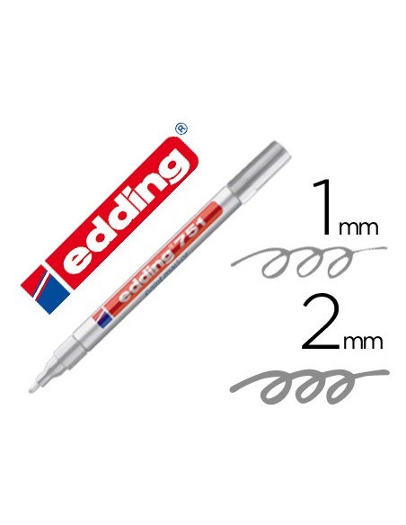 Rotulador edding punta fibra 751 plata punta...