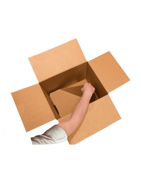 Caja para embalar q-connect co n fondo automático cartón 100% reciclado canal simple 3 mm color kraft 500x400x300 mm