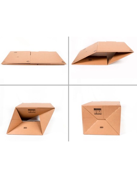 Caja para embalar q-connect co n fondo automático cartón 100% reciclado canal simple 3 mm color kraft 500x400x300 mm