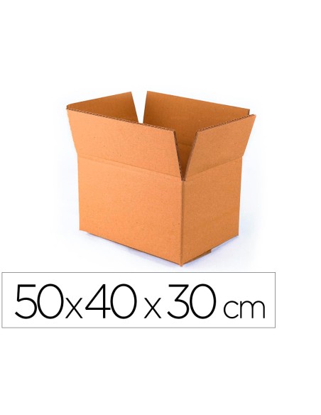 Caja para embalar q-connect co n fondo automático cartón 100% reciclado canal simple 3 mm color kraft 500x400x300 mm