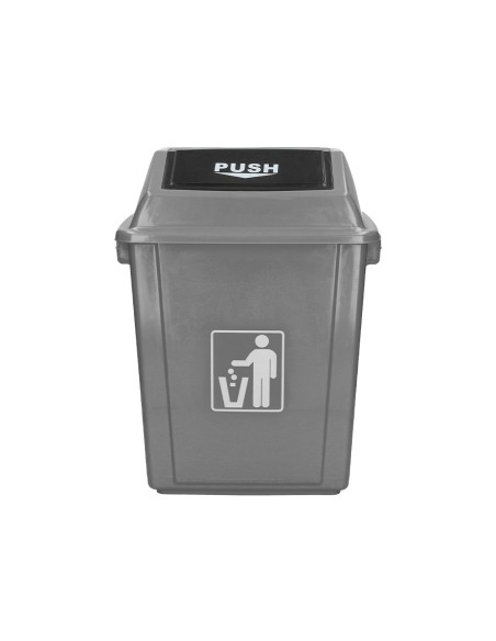 Papelera contenedor q-connect plastico con tapa de balancin 20 litros gris 340x240x450 mm