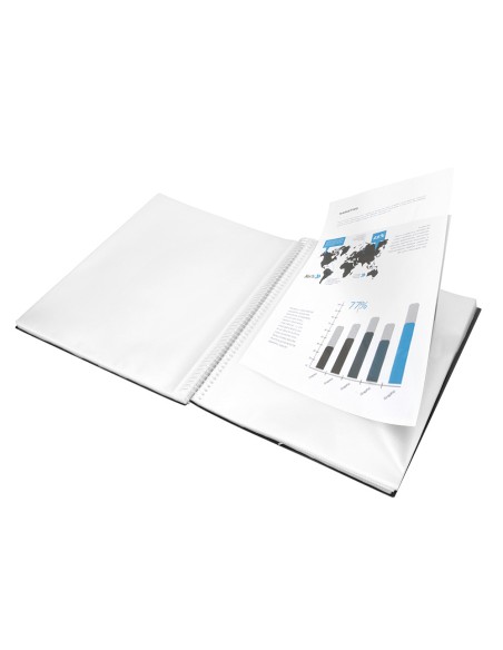 Carpeta liderpapel escaparate con espiral 60 fundas polipropileno din a4 negro