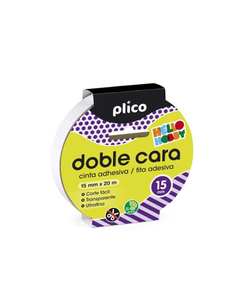 Cinta adhesiva plico doble cara 20 mt x 15 mm
