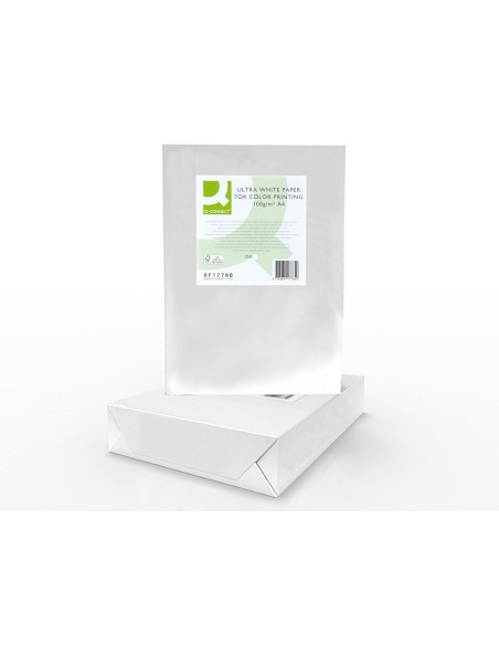 Papel fotocopiadora q-connect ultra white din a4 160 gramos paquete de 250 hojas