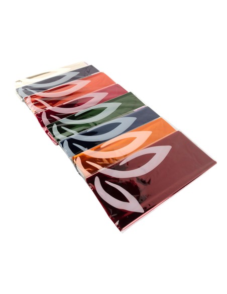 Papel celofan liderpapel 50x70 cm 22g/m2 bolsa de 10 hojas colores surtidos
