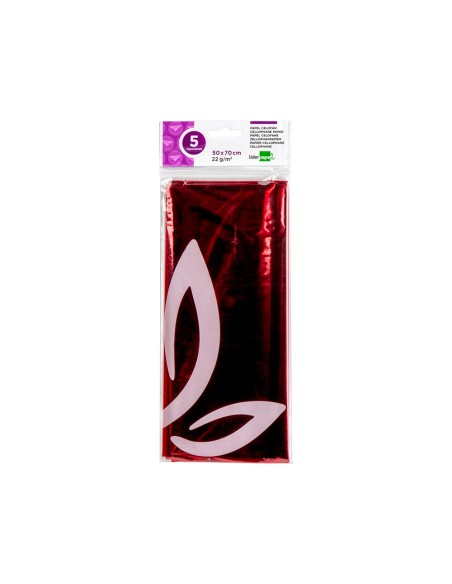 Papel celofan liderpapel 50x70 cm 22g/m2 bolsa de 5 hojas rojo