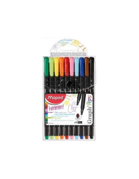Rotulador maped punta de metal graph peps fine liner estuche de 10 colores surtidos