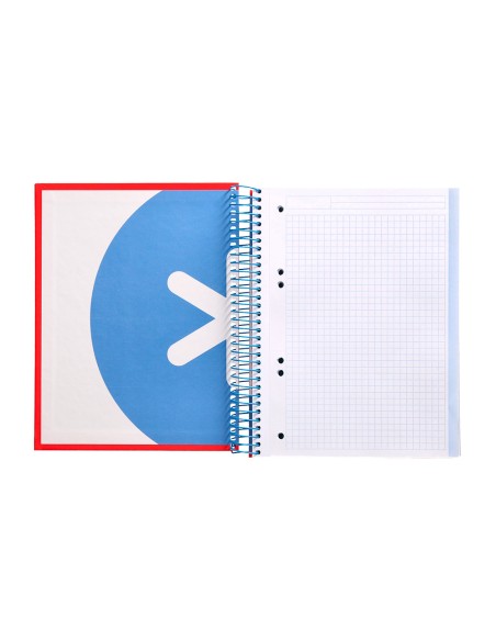 Cuaderno espiral a5 micro antartik tapa forrada120h 90gr cuadro 5mm 5 bandas 6 taladros colores surtidos