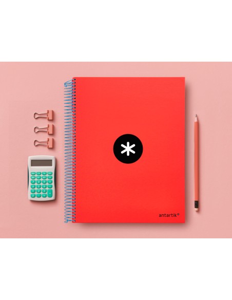 Cuaderno espiral a4 micro antartik tapa forrada 120h 90 gr cuadro 5mm 5 bandas 4 taladros colores surtidos