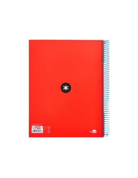 Cuaderno espiral a4 micro antartik tapa forrada 120h 90 gr cuadro 5mm 5 bandas 4 taladros colores surtidos