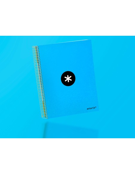 Cuaderno espiral a4 micro antartik tapa forrada 120h 90 gr liso con bandas 4 taladros color azul