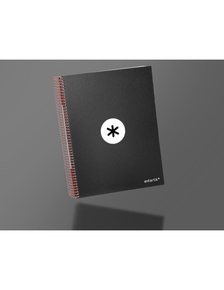 Cuaderno espiral a4 micro antartik tapa forrada 120h 90 gr cuadro 5mm 5 bandas 4 taladros color negro