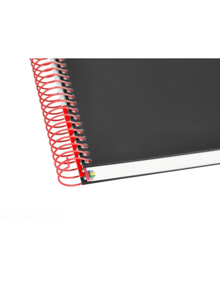 Cuaderno espiral a4 micro antartik tapa forrada 120h 90 gr cuadro 5mm 5 bandas 4 taladros color negro