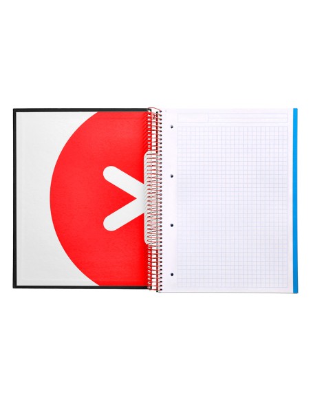 Cuaderno espiral a4 micro antartik tapa forrada 120h 90 gr cuadro 5mm 5 bandas 4 taladros color negro