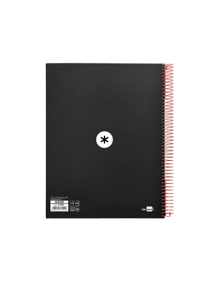 Cuaderno espiral a4 micro antartik tapa forrada 120h 90 gr cuadro 5mm 5 bandas 4 taladros color negro