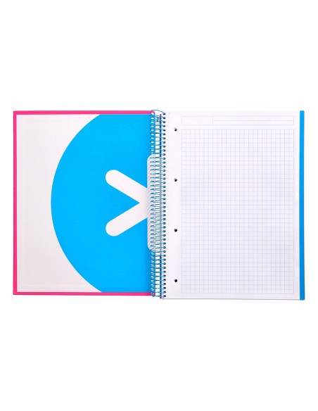 Cuaderno espiral a4 micro antartik tapa forrada 120h 90 gr cuadro 5mm 5 bandas 4 taladros color rosa