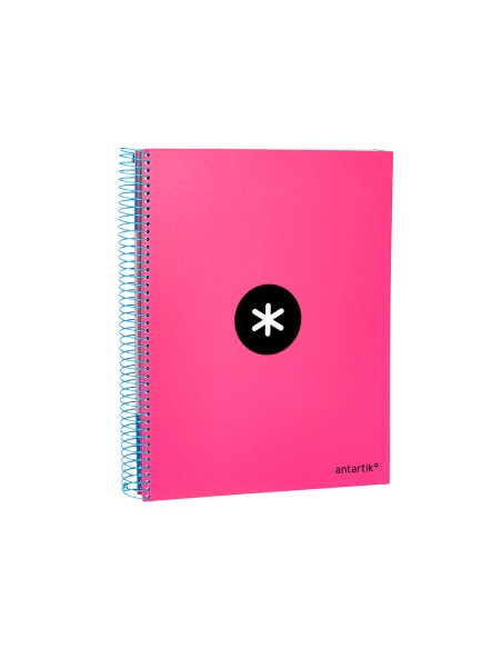 Cuaderno espiral a4 micro antartik tapa forrada 120h 90 gr cuadro 5mm 5 bandas 4 taladros color rosa
