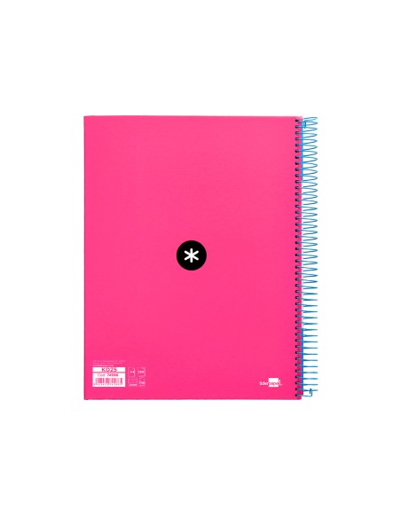 Cuaderno espiral a4 micro antartik tapa forrada 120h 90 gr cuadro 5mm 5 bandas 4 taladros color rosa