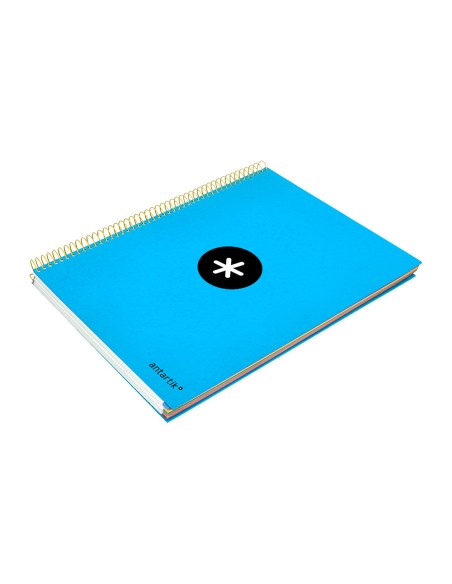 Cuaderno espiral a4 micro antartik tapa forrada 120h 90 gr cuadro 5mm 5 bandas 4 taladros color azul