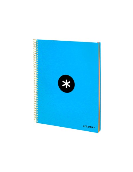 Cuaderno espiral a4 micro antartik tapa forrada 120h 90 gr cuadro 5mm 5 bandas 4 taladros color azul