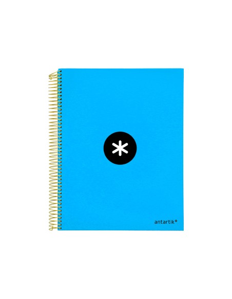 Cuaderno espiral a4 micro antartik tapa forrada 120h 90 gr cuadro 5mm 5 bandas 4 taladros color azul