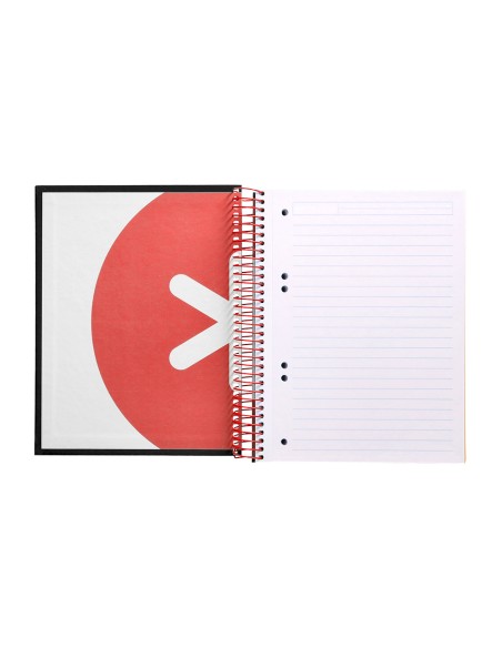 Cuaderno espiral a5 micro antartik tapa forrada 120h 90 gr horizontal 5 bandas 6 taladros color negro