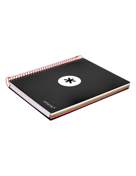 Cuaderno espiral a5 micro antartik tapa forrada 120h 90 gr horizontal 5 bandas 6 taladros color negro