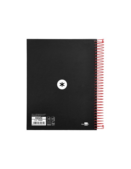 Cuaderno espiral a5 micro antartik tapa forrada 120h 90 gr horizontal 5 bandas 6 taladros color negro