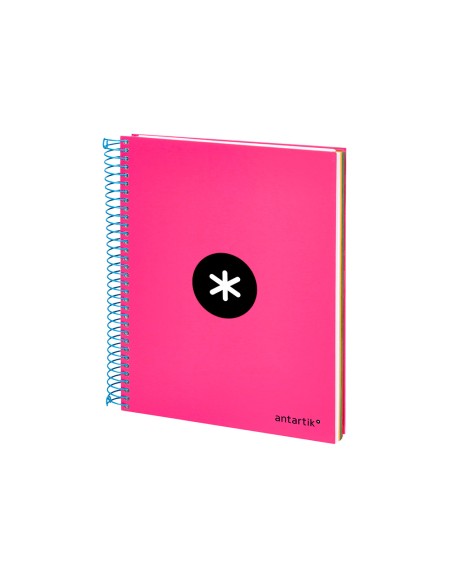 Cuaderno espiral a5 micro antartik tapa forrada 120h 100 gr horizontal 5 bandas 6 taladros color rosa