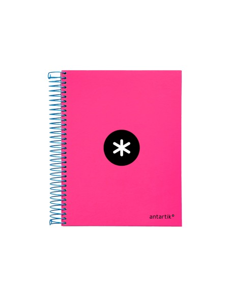 Cuaderno espiral a5 micro antartik tapa forrada 120h 100 gr horizontal 5 bandas 6 taladros color rosa
