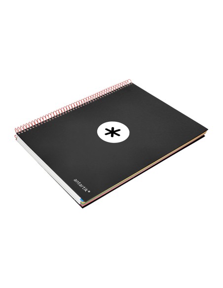 Cuaderno espiral a4 micro antartik tapa forrada 120h 90 gr horizontal 5 bandas 4 taladros color negro