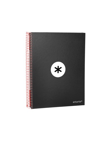 Cuaderno espiral a4 micro antartik tapa forrada 120h 90 gr horizontal 5 bandas 4 taladros color negro