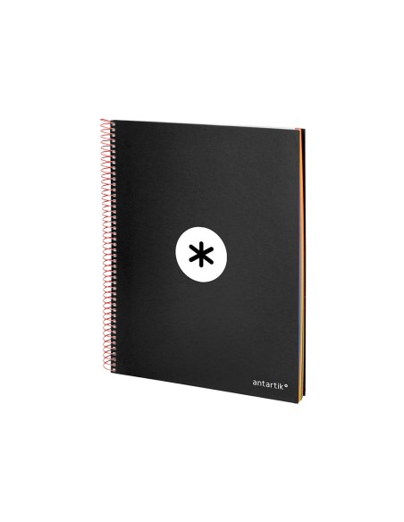 Cuaderno espiral a4 micro antartik tapa forrada 120h 90 gr horizontal 5 bandas 4 taladros color negro