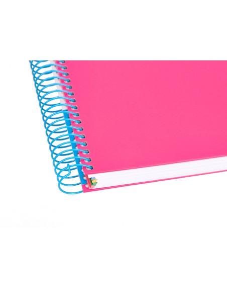 Cuaderno espiral a4 micro antartik tapa forrada 120h 90 gr horizontal 5 bandas 4 taladros color rosa