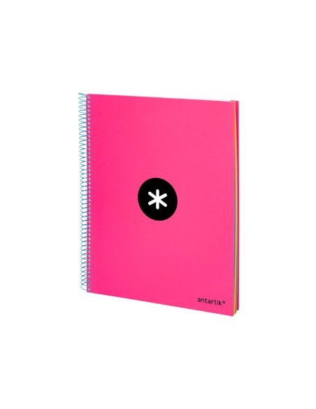 Cuaderno espiral a4 micro antartik tapa forrada 120h 90 gr horizontal 5 bandas 4 taladros color rosa