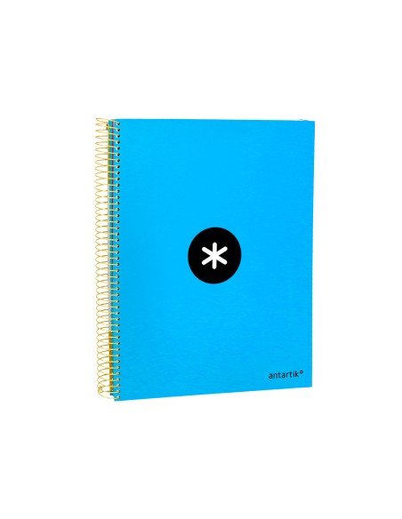 Cuaderno espiral a4 micro antartik tapa forrada 120h 90 gr horizontal 5 bandas 4 taladros color azul