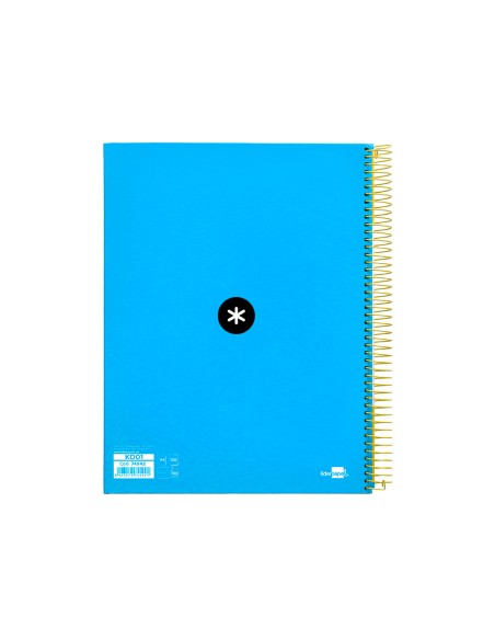 Cuaderno espiral a4 micro antartik tapa forrada 120h 90 gr horizontal 5 bandas 4 taladros color azul
