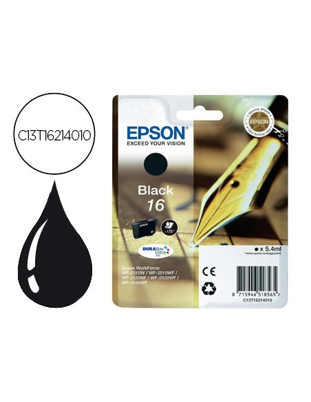 Ink-jet epson 16 wf2010w wf2510wf wf2520nf wf2530wf wf2540wf negro 175 pag