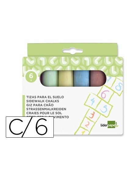 Tiza color liderpapel para suelo caja de 6...