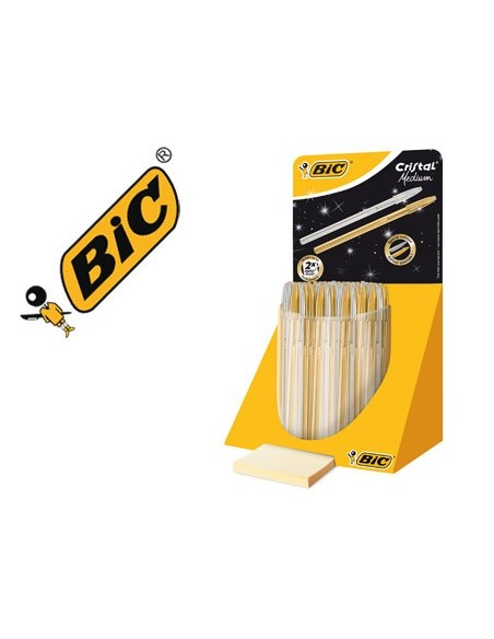 Boligrafo bic cristal linea celebration dorado...